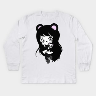 panda girl chibi Kids Long Sleeve T-Shirt